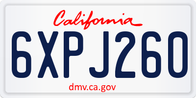 CA license plate 6XPJ260