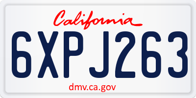 CA license plate 6XPJ263