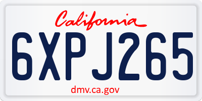 CA license plate 6XPJ265