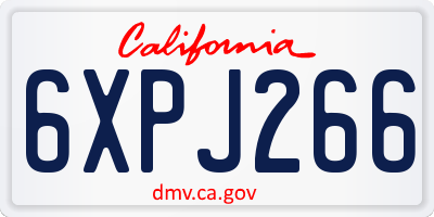 CA license plate 6XPJ266