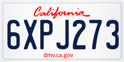 CA license plate 6XPJ273