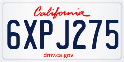 CA license plate 6XPJ275