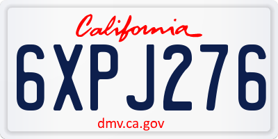 CA license plate 6XPJ276