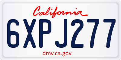 CA license plate 6XPJ277