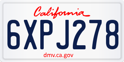 CA license plate 6XPJ278