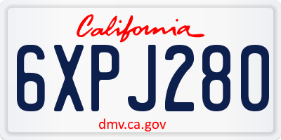 CA license plate 6XPJ280