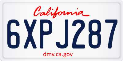 CA license plate 6XPJ287