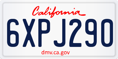CA license plate 6XPJ290