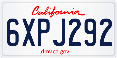 CA license plate 6XPJ292