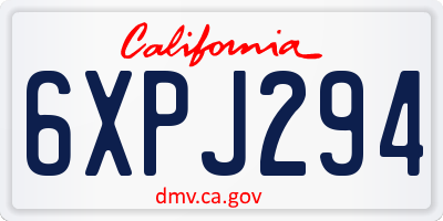 CA license plate 6XPJ294