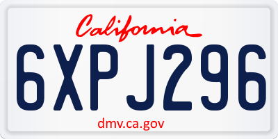 CA license plate 6XPJ296