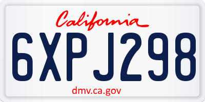 CA license plate 6XPJ298