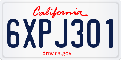 CA license plate 6XPJ301