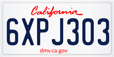 CA license plate 6XPJ303