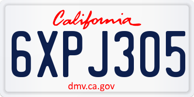 CA license plate 6XPJ305