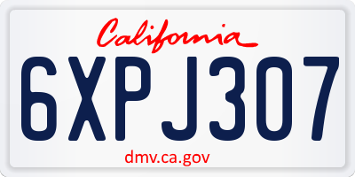 CA license plate 6XPJ307
