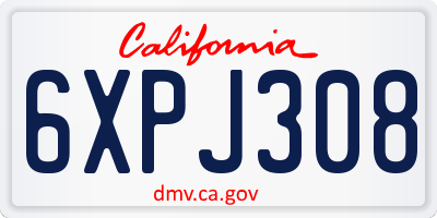 CA license plate 6XPJ308