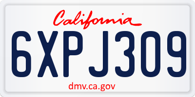 CA license plate 6XPJ309