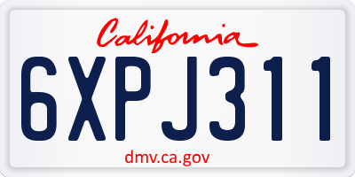 CA license plate 6XPJ311