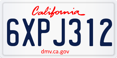 CA license plate 6XPJ312