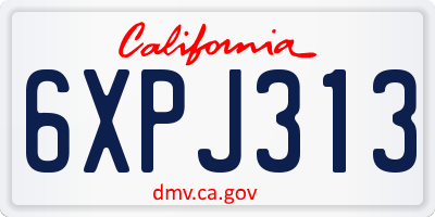 CA license plate 6XPJ313