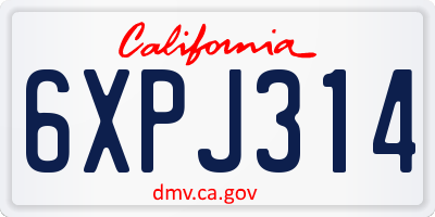 CA license plate 6XPJ314