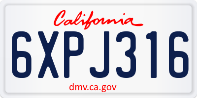 CA license plate 6XPJ316