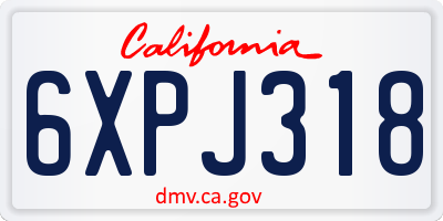 CA license plate 6XPJ318