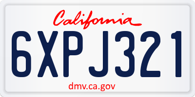 CA license plate 6XPJ321