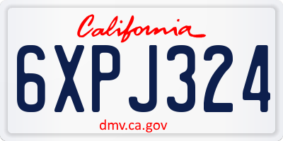 CA license plate 6XPJ324