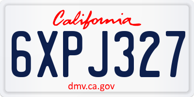 CA license plate 6XPJ327
