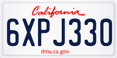 CA license plate 6XPJ330