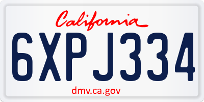 CA license plate 6XPJ334