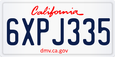 CA license plate 6XPJ335