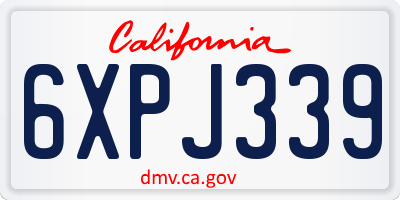 CA license plate 6XPJ339