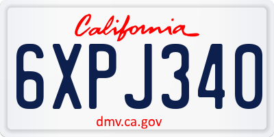 CA license plate 6XPJ340