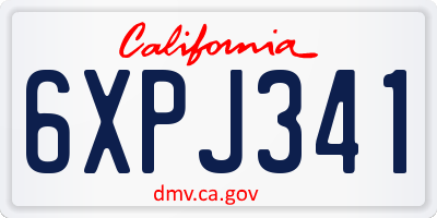 CA license plate 6XPJ341