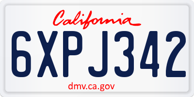 CA license plate 6XPJ342