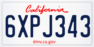 CA license plate 6XPJ343