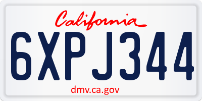 CA license plate 6XPJ344