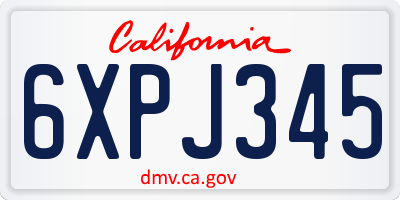 CA license plate 6XPJ345