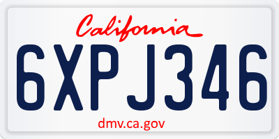 CA license plate 6XPJ346