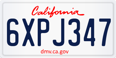 CA license plate 6XPJ347