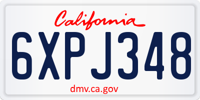 CA license plate 6XPJ348