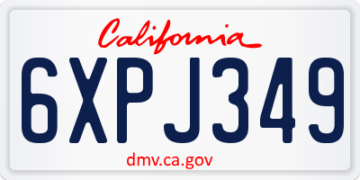 CA license plate 6XPJ349
