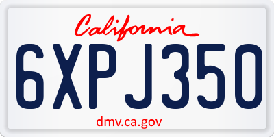 CA license plate 6XPJ350