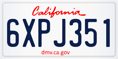 CA license plate 6XPJ351