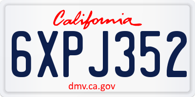 CA license plate 6XPJ352