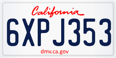 CA license plate 6XPJ353
