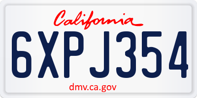 CA license plate 6XPJ354